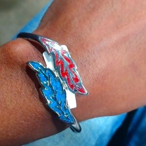 925 Silver crushed Turquoise and Coral Bracelet